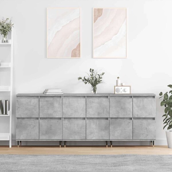 3 db Beton Szürke Fa Tálalószekrény - 180x35x70 cm