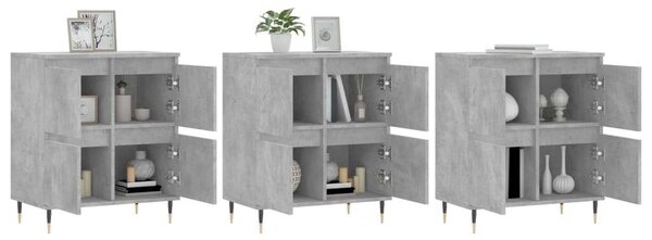 3 db Beton Szürke Fa Tálalószekrény - 180x35x70 cm
