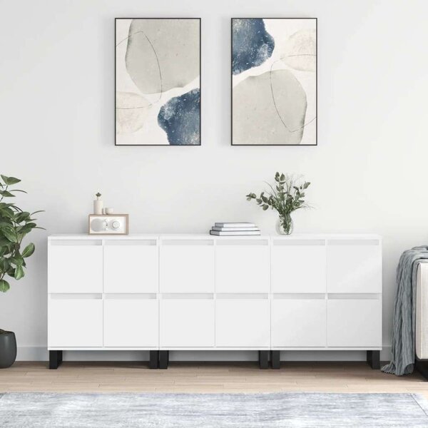 VidaXL 3 db Fehér Tálalószekrény - 180x35x70 cm