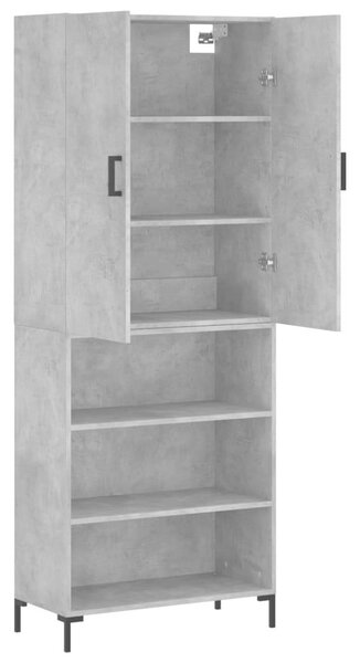 Betonszürke szerelt fa magasszekrény 69,5 x 34 x 180 cm
