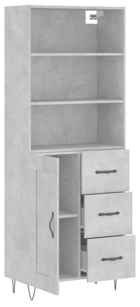 Betonszürke szerelt fa magasszekrény 69,5 x 34 x 180 cm