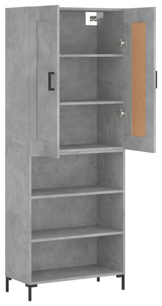 Betonszürke szerelt fa magasszekrény 69,5 x 34 x 180 cm