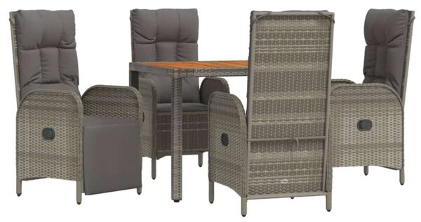 5 részes szürke polyrattan kerti étkezőgarnitúra párnával