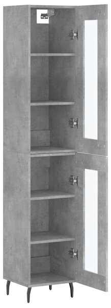 Modern Vitrines Szekrény - Betonszürke - 180 cm