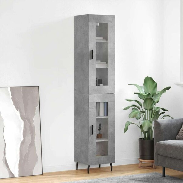 Modern Vitrines Szekrény - Betonszürke - 180 cm