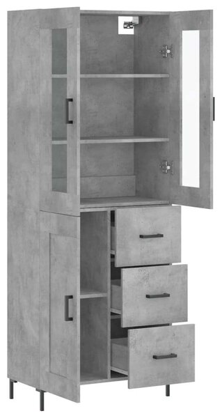 VIDAXL Magas Szekrény - Betonszürke - 69,5x34x180 cm