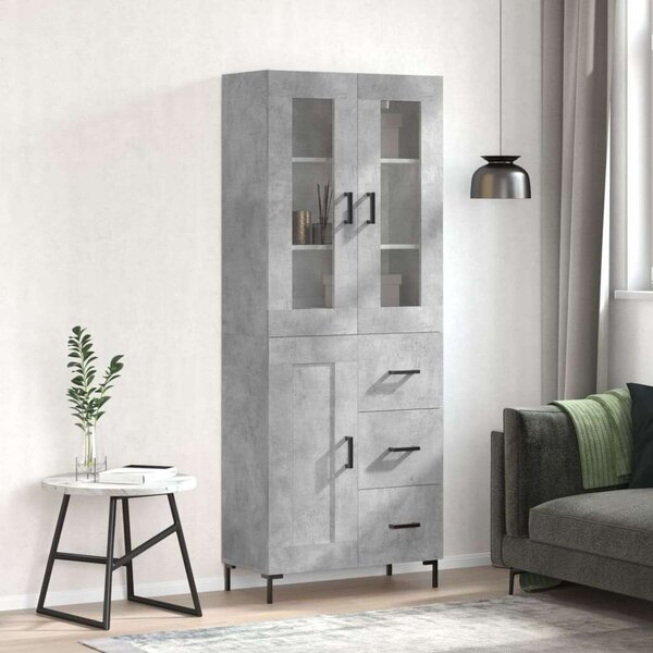 VIDAXL Magas Szekrény - Betonszürke - 69,5x34x180 cm