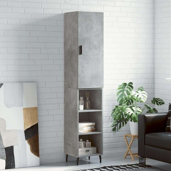Modern Beton Szürke Magasszekrény - 180 cm