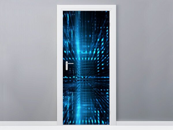 Fotótapéta ajtóra Kék kyberterület Anyag: Öntapadó, Méretek: 95 x 205 cm