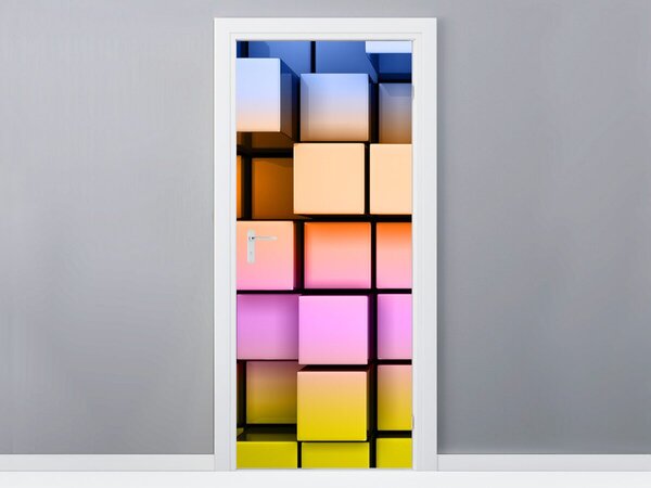 Gario Fotótapéta ajtóra Szivárványos kockák Anyag: Öntapadó, Méret: 95 x 205 cm