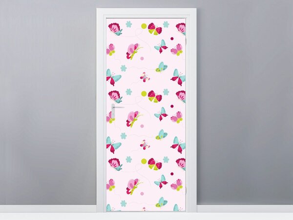 Gario Fotótapéta ajtóra Sok színes lepke Anyag: Öntapadó, Méret: 95 x 205 cm