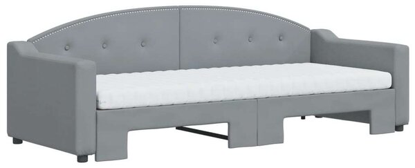 VidaXL világosszürke kihúzható szövet heverő matracokkal 80 x 200 cm
