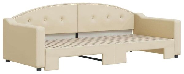 VidaXL krémszínű kihúzható szövet heverő 90 x 200 cm
