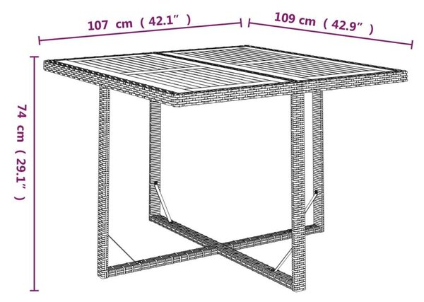 VidaXL 5 részes Kerti Étkezőgarnitúra - Fekete Polyrattan