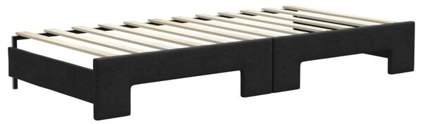 VidaXL fekete kihúzható szövet heverő fiókokkal 90 x 200 cm