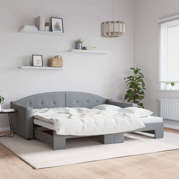 VidaXL világosszürke kihúzható szövet heverő 90 x 200 cm