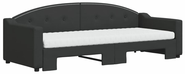 VidaXL fekete kihúzható szövet heverő matracokkal 80 x 200 cm
