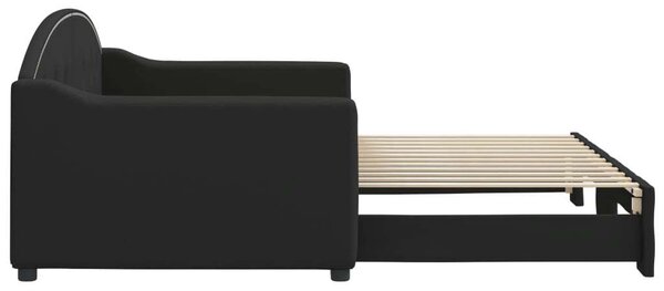 VidaXL fekete kihúzható szövet heverő 90x200 cm