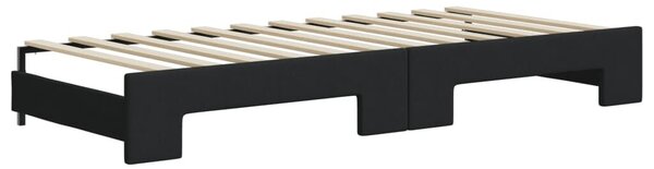VidaXL fekete kihúzható szövet heverő matracokkal 80 x 200 cm
