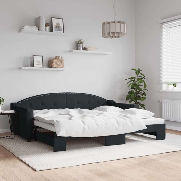 VidaXL fekete kihúzható szövet heverő 90x200 cm