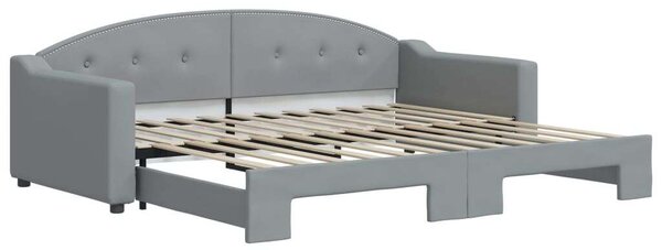 VidaXL világosszürke kihúzható szövet heverő 90 x 200 cm