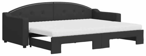 VidaXL fekete kihúzható szövet heverő matracokkal 80 x 200 cm