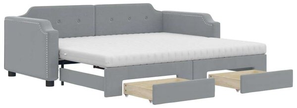 VidaXL világosszürke kihúzható szövet heverő fiókokkal 80 x 200 cm
