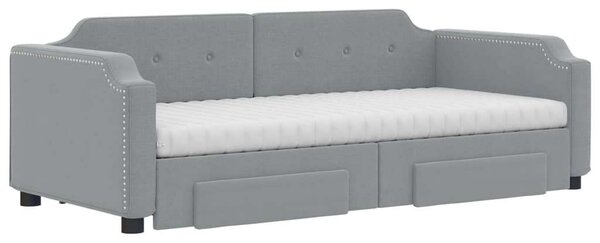 VidaXL világosszürke kihúzható szövet heverő fiókokkal 80 x 200 cm