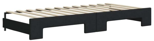 VidaXL fekete kihúzható szövet heverő fiókokkal 80 x 200 cm