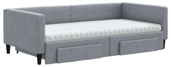 VidaXL világosszürke kihúzható szövet heverő fiókokkal 100 x 200 cm