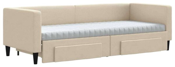 VidaXL krémszínű kihúzható szövetheverő fiókokkal 80 x 200 cm