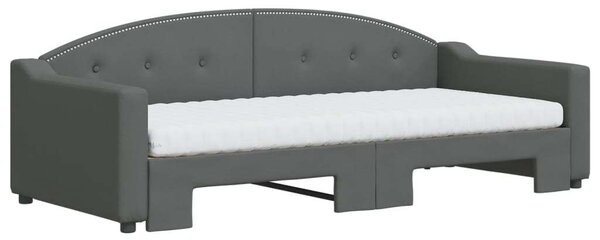 VidaXL sötétszürke kihúzható szövet heverő matraccal 90 x 200 cm