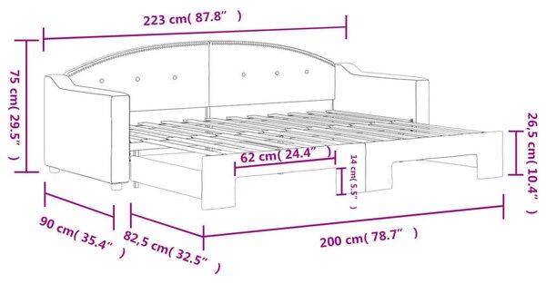 VidaXL Kihúzható Kanapéágy - Tópszín - 80x200 cm