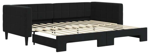 VidaXL fekete kihúzható bársony heverő 90x200 cm