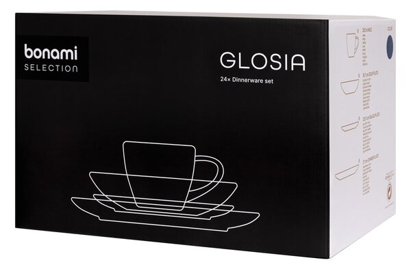 Sötétkék agyagkerámia étkészlet 24 db-os Glosia - Bonami Selection