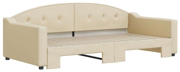 VidaXL krémszínű kihúzható szövet heverő 100x200 cm