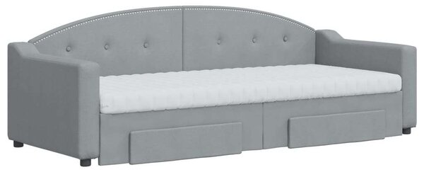 VidaXL világosszürke kihúzható szövet heverő fiókokkal 80 x 200 cm