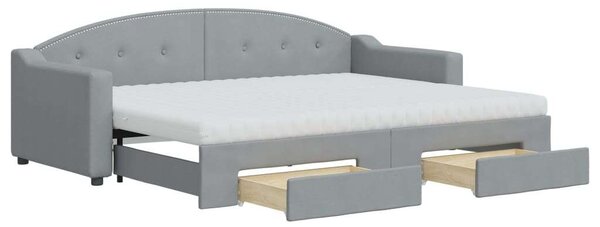 VidaXL világosszürke kihúzható szövet heverő fiókokkal 80 x 200 cm