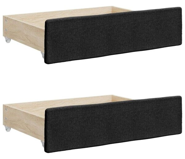 VidaXL fekete kihúzható szövet heverő fiókokkal 90 x 200 cm
