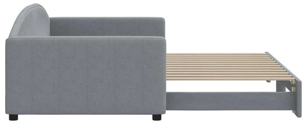 VidaXL világosszürke kihúzható szövet heverő 100 x 200 cm