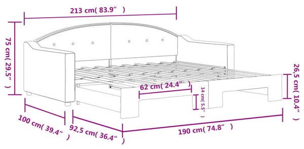 VidaXL fekete kihúzható szövet heverő 90 x 190 cm