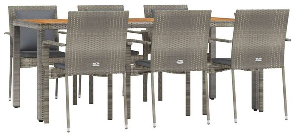 Polyrattan Kerti Étkezőgarnitúra - 7 részes - Szürke