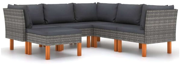 VidaXL Polyrattan Kerti Ülőgarnitúra - 6 Részes Szürke