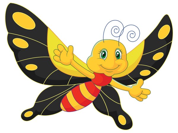 Gario Gyerek falmatrica Lepke fekete szárnyakkal Méret: 20 x 20 cm