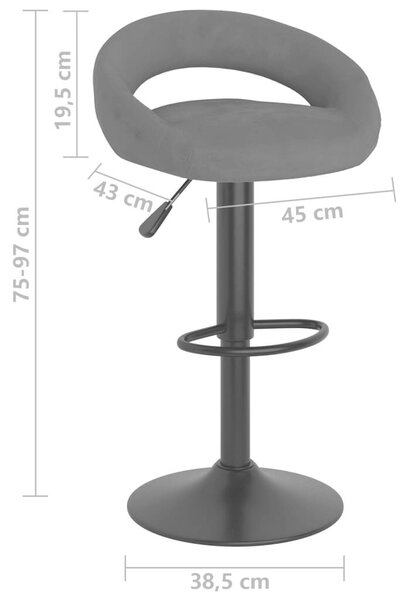 VidaXL Bársony Bárszék - 2 db - Sötétszürke