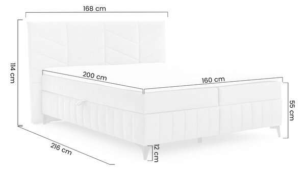 Penia kontinentális ágy 160x200 cm tárolóval - hamuszürke Velúr hidrofób Element 24