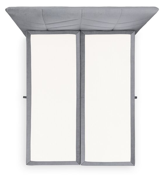 Penia kontinentális ágy 160x200 cm tárolóval - hamuszürke Velúr hidrofób Element 24