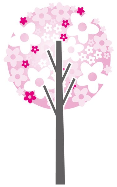 Gario Gyerek falmatrica Pasztellszínu virágos fa Méret: 10 x 10 cm