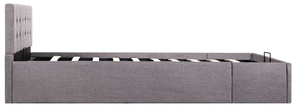 VidaXL tópszínű szövet ágykeret hidraulikus tárolóval 120 x 200 cm