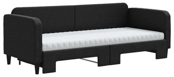 VidaXL fekete kihúzható szövet heverő matracokkal 80 x 200 cm